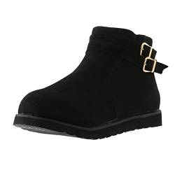 boseucn Stiefeletten Damen, Damen Schneestiefel Flache Plateau Rutschfeste Stiefel Wildleder Stiefeletten mit Schnalle Casual Herbst Winter Frauen Winterstiefel Winterschuhe Damenschuhe Bootie von boseucn