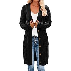 boseucn Strickjacke Damen Warm, Cardigan Lang Winter Grobstrickjacke Strickmantel mit Kapuze Strickcardigan Offener Strickjacken-Longstrickjacke Große Wintermäntel ÜBergangsjacke Größen Cardigan von boseucn