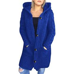 boseucn Strickjacke Damen Warm, Strickjacke Damen Zopfmuster Oversized Grobstrick Winter Cardigan mit Knöpfe V-Ausschnitt Strickmantel Strickjacke Damen Grobstrick Winter Zopfmuster Oversized von boseucn