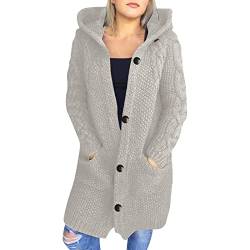 boseucn Strickjacke Damen Warm, Strickjacke Damen Zopfmuster Oversized Grobstrick Winter Cardigan mit Knöpfe V-Ausschnitt Strickmantel Strickjacke Damen Grobstrick Winter Zopfmuster Oversized von boseucn