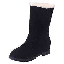 boseucn Winterstiefel Damen GefüTtert, Damen Winterstiefel Leder Boots Kurzschaft Schlupfstiefel mit Fell Elegant Damen Stiefeletten Frauen Stiefeletten Stiefeletten für Damen flach von boseucn