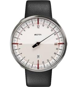 botta 24-Stunden-Einzeigeruhr Herren Schweizer Quarzwerk mit Lederarmband UNO 24 (45 mm) (45 mm, Weiß/Bordeaux) von botta