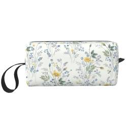 Blaue Aufbewahrungstasche mit Blumenmuster, Rosen-Druck, tragbare einfache Handaufbewahrungstasche, Make-up-Reißverschluss, Reisetasche, kann Alltagsgegenstände, Werkzeuge, Kosmetika, Toilettenartikel von bradkke