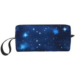 Blaue glänzende Sterne Muster Druck Tägliche Aufbewahrungstasche Tragbare einfache Handheld-Aufbewahrungstasche Make-up Reißverschluss Reisetasche kann tägliche Notwendigkeiten, Werkzeuge, Kosmetik, von bradkke