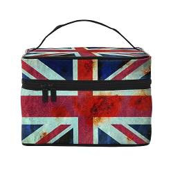 Kosmetiktasche für Damen, Motiv: Sonnenuntergang, Natur, Hintergrund, wasserfest, Kosmetiktasche, faltbar, Kulturbeutel, Lehrergeschenk, Vintage Union Jack Britische Flagge, Einheitsgröße, von bradkke