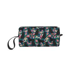 Kosmetiktasche mit Blumenmotiv, flach beschichtet, tragbar, Kulturbeutel, Aufbewahrung, multifunktional, Make-up-Tragetasche mit Reißverschluss, Siehe Abbildung, Einheitsgröße, Kosmetikkoffer von bradkke