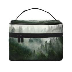 Kosmetiktasche mit Gothic-Wandpapier, Reise-Make-up-Tasche für Damen, wasserabweisend, faltbar, Kulturbeutel, Lehrergeschenk, Nebelige Landschaft, Einheitsgröße, Kosmetikkoffer von bradkke