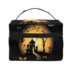 Reise-Make-up-Tasche mit Rentier-Motiv "Happy Christmas", wasserabweisend, faltbar, Kulturbeutel, Lehrergeschenk, Halloween, Einheitsgröße, Kosmetikkoffer von bradkke