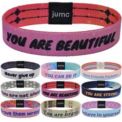 JUMA Größe L Motivations-Armbänder mit Glaubenssätzen - Glücksbringer Armband, Freundschafts-Armband und Energiearmband - geeignet für Kinder, Damen, Herren - perfektes Mitbringsel (YAB19) von brands2love