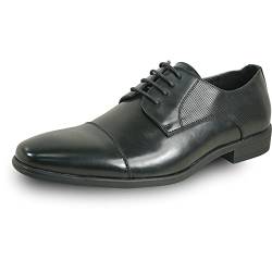 Bravo! Herren Kleiderschuh King-6 King-7 Classic Lace Up Oxford Plain or Cap Toe with Leather Sock Medium and Wide Width Black and Cognac, Schwarz 6, 54 EU von bravo!