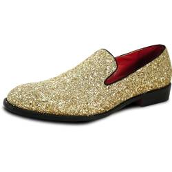 bravo! Herrenschuh, Abschlussball, Slipper, Smoking, klassischer Metallic-Glitzer, für Hochzeit, Abschlussball, Party, Schwarz, Gold, Silber, Gold 8, 48 EU von bravo!