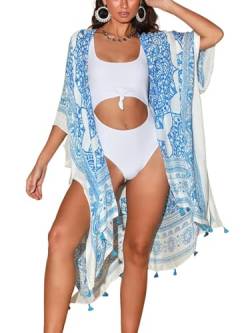 breezy lane Damen Badeanzug Cover Up Kimono Boho Loose Sommer Strickjacke Bikini Beachwear Cardigan Resort Bekleidung von breezy lane