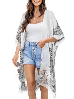 breezy lane Damen Badeanzug Cover Up Kimono Boho Loose Sommer Strickjacke Bikini Beachwear Cardigan Resort Bekleidung von breezy lane