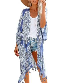 breezy lane Damen Badeanzug Cover Up Kimono Boho Loose Sommer Strickjacke Bikini Beachwear Cardigan Resort Bekleidung von breezy lane