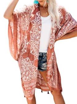 breezy lane Damen Badeanzug Cover Up Kimono Boho Loose Sommer Strickjacke Bikini Beachwear Cardigan Resort Bekleidung von breezy lane