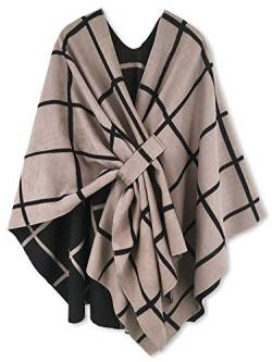 breezy lane Damen Poncho Schal Strick Cape Reversible Wraps Elegant Übergroße Ruana Cardigan Geschenke für Mutter von breezy lane