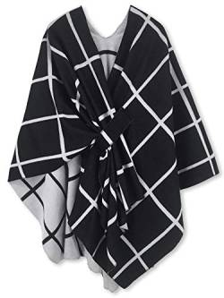 breezy lane Damen Poncho Schal Strick Cape Reversible Wraps Elegant Übergroße Ruana Cardigan Geschenke für Mutter von breezy lane