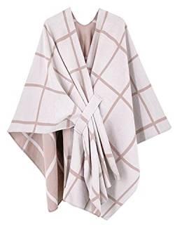 breezy lane Damen Poncho Schal Strick Cape Reversible Wraps Elegant Übergroße Ruana Cardigan Geschenke für Mutter von breezy lane