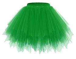 bridesmay Damen Tüll Rock Petticoat Unterrock Kurz Ballett Tutu 50er Rockabilly Tütü Mini Rock Karneval Kostüm Crinoline Green M von bridesmay