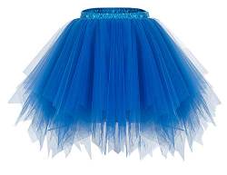 bridesmay Damen Tüll Rock Petticoat Unterrock Kurz Ballett Tutu 50er Rockabilly Tütü Mini Rock Karneval Kostüm Crinoline Royal Blue M von bridesmay