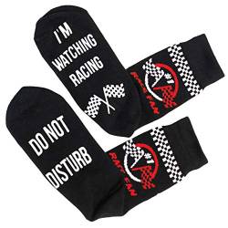 "Shhh I'm Watching Racing" Lustige Lounge-/Knöchelsocken – tolles Geschenk für Rennfans (volle Länge Waden-Lounge-Socken), RGSFL1 von bring me socks