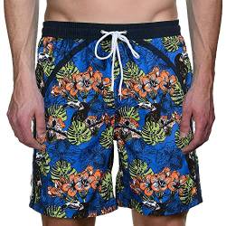 Bruno Banani Herren BadeShort Bermuda Reef Break, Gr. Large, Mehrfarbig (blau/grün/orange flowerprint 1954) von bruno banani