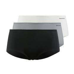 bruno banani Damen Pantys Charming - Bequeme Pantyhosen aus atmungsaktiver Mikrofaser, nahtlos, zeichnet Nicht ab, passgenau, weich und kratzfrei, Größe XS-XL (3 Stück) schwarz/grau/lichtweiß, XS von bruno banani