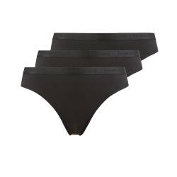 bruno banani Damen Strings Sensitive Comfort - Bequeme Unterwäsche mit elegantem Branding am Bund, sportliches Design, ideal für jeden Tag, passt Sich dem Körper an, Größe XS-XL (3 Stück) schwarz, M von bruno banani