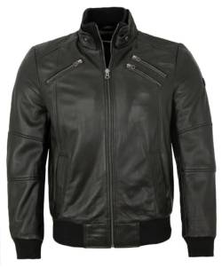 bruno banani - Herren Lederjacke Bomberjacke Lammnappa schwarz Größe 50 von bruno banani