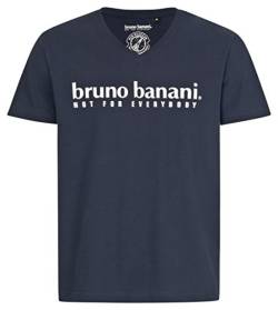 bruno banani Herren T-Shirt mit V-Ausschnitt in Marineblau, Größe L von bruno banani