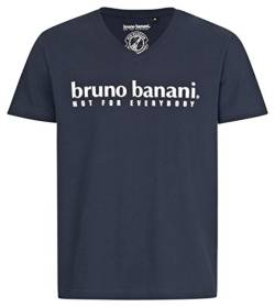 bruno banani Herren T-Shirt mit V-Ausschnitt in Marineblau, Größe M von bruno banani