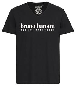 bruno banani Herren T-Shirt mit V-Ausschnitt in schwarz, Größe M von bruno banani