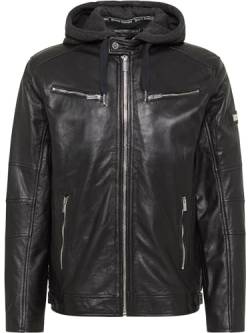 bruno banani Lederjacke mit Sweatkapuze Schwarz L von bruno banani