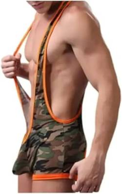 buddyboys Bodysuit Camouflage Backless Wrestling Athletic Gay Party Fetish Wear Underwear Men Herren Boys Sexy (L) von buddyboys