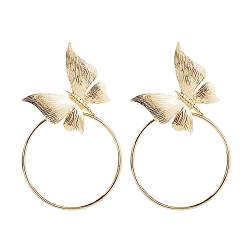 budiniao 1 Paar große Insekten Dekor Ohrschlaufe Luxus Goldfarbe Ohrringe übertrieben baumeln Frauen Mädchen Schmuck für Hochzeitsbankett von budiniao