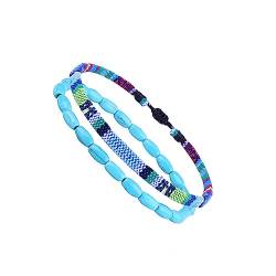 budiniao 2 Stück geflochtenes Armband Fußkettchen gewebtes Set Kordel Beinkette handgefertigte Schnur Perlenstickerei Mädchen Freundschaft Sommer Strand, Typ 4 von budiniao