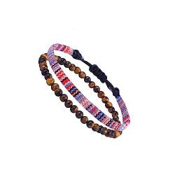 budiniao 2 Stück geflochtenes Armband Fußkettchen gewebtes Set Kordel Beinkette handgefertigte Schnur Perlenstickerei Mädchen Freundschaft Sommer Strand, typ 6 von budiniao