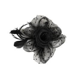 budiniao Blumen Feder Stirnband Fascinator mit wunderschönen Details und einzigartigem Clip aus Blumen Mesh Federn für Damen, Schwarz von budiniao