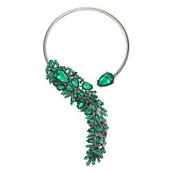 budiniao Frauen Kragen Partei Kristallhalsband Kreis Halsketten Art und Weisestilvolle modische Schmucksachen, die Kleidungs Hals Dekoration kleiden, Grün von budiniao