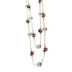 budiniao Frauen Pullover Halskette, dekorative galvanisierte, unverblasste Perlen Korn Mädchen Halsband Anhänger Schmuck Geburtstags Geschenk von budiniao