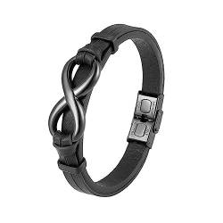 budiniao Männer Lederarmband Armreif Stilvolle Handgelenk Dekoration Männliches Armband Mann Armbänder Kleid Dekorationen Geburtstagsgeschenk, Schwarz/17cm von budiniao