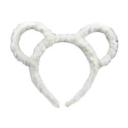 budiniao Premium Haarreifen für Frauen, Winter Stirnband aus dickem Plüsch, einfach und langlebig, neues niedliches Plüsch Bärenohr Stirnband aus Polyester, Weiß von budiniao