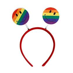 budiniao Regenbogen Stirnband, Foto Requisiten, lustig, für Kinder und Erwachsene, dekorativ, verstellbare Kopfbedeckung, Kostüm, Party, Weihnachtsdekoration, Regenbogengesicht von budiniao