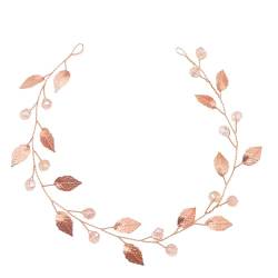 budiniao Stilvoller Haarranken Kopfschmuck, der dem Look einen Hauch von Eleganz verleiht. Braut Hochzeits Stirnband, Legierung, Roségold, Blatt Stirnband, Geschenke von budiniao