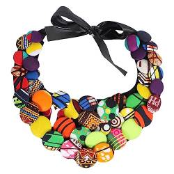 budiniao Stoff Frauen Knopf Halskette, die den ethnischen dekorativen afrikanischen Anhänger Choker Verzierungs Geburtstags Geschenk ersetzt von budiniao