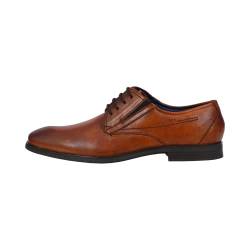 bugatti Business Halbschuh aus Leder, Derby mit Two-Tone-Finish, ergonomische Passform mit Gummizug, Cognac, 40 EU von bugatti