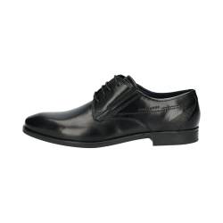 bugatti Business Halbschuh aus Leder, Derby mit Two-Tone-Finish, ergonomische Passform mit Gummizug, Schwarz, 41 EU von bugatti