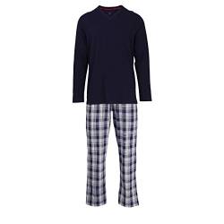 bugatti Herren Schlafanzug, lang, Pyjama (52, Dunkelblau/kariert) von bugatti