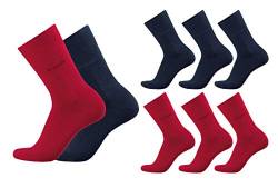 bugatti Herren Socken 6er Pack uni basic Farben rot, indigo melange, Size:47-50, Farben:red/nav von bugatti