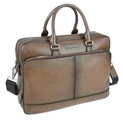 bugatti Perfo Leder Businesstasche für Damen und Herren mit 15" Laptopfach, Arbeitstasche Aktentasche Große Bürotasche, Braun von bugatti